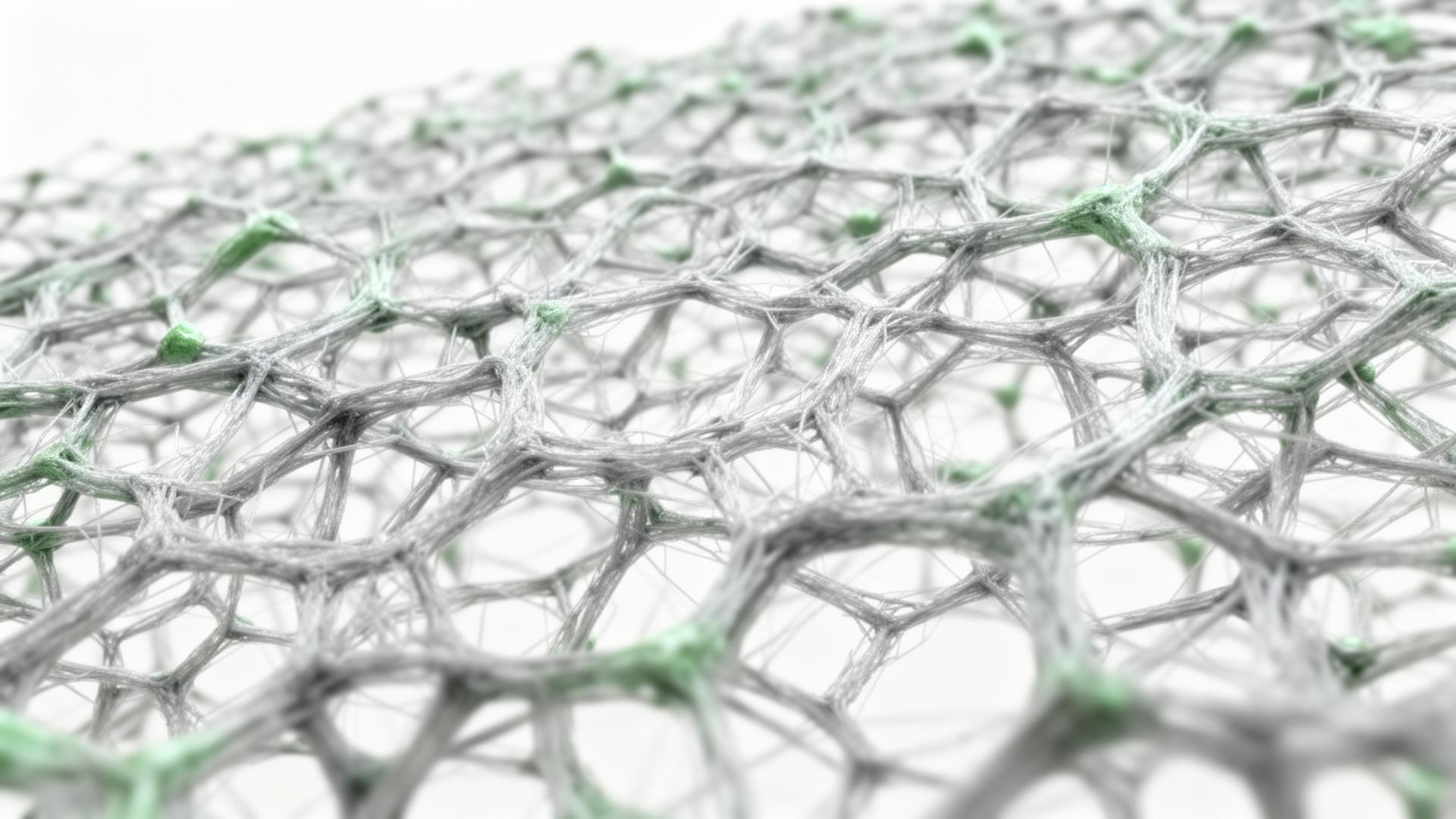 Macro close-up of engineered cellulose fiber network